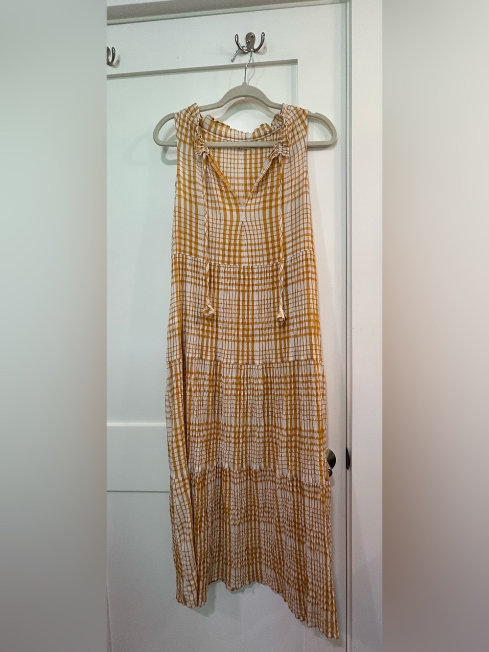 Max Studio Yellow & White Checkered Maxi Dress — Size S